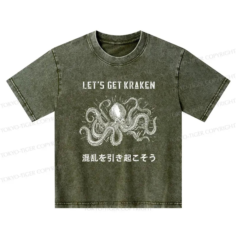 Funny Octopus Washed T-Shirt for Kids