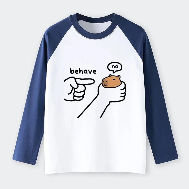 Kyoto-Lion Dishonest Capybara Raglan Long Sleeve T-shirt