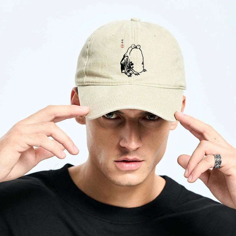 Kyoto-Lion Grumpy Frog Matsumoto Hoji Washed Cap