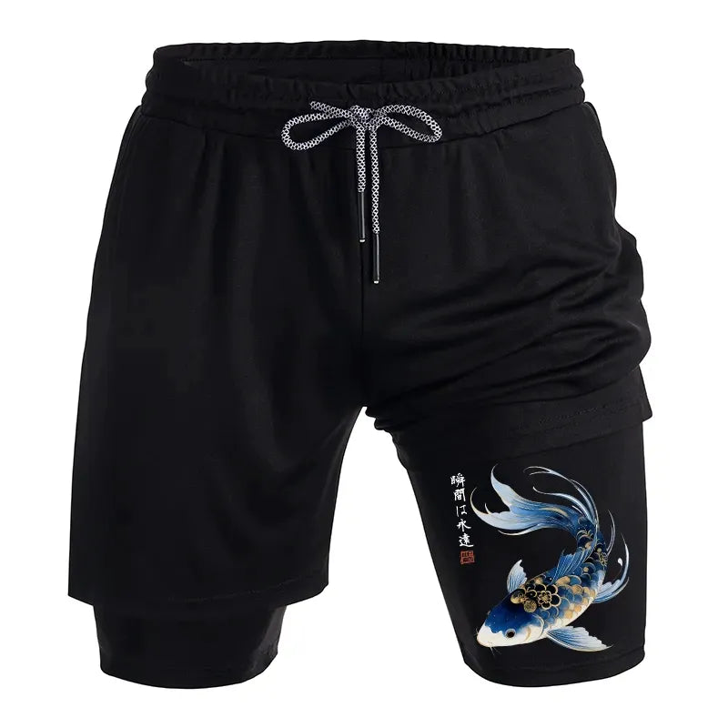 Kyoto lion koi art shorts for summer