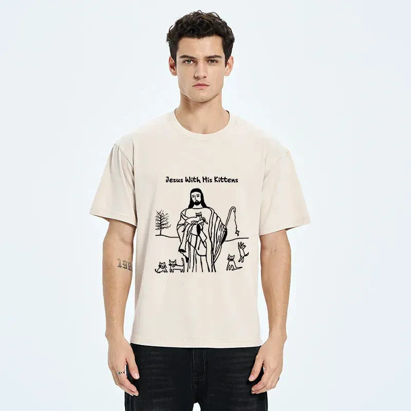 soft Japanese cat t-shirt for daily wear