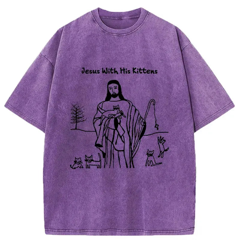 soft Japanese cat t-shirt for daily wear