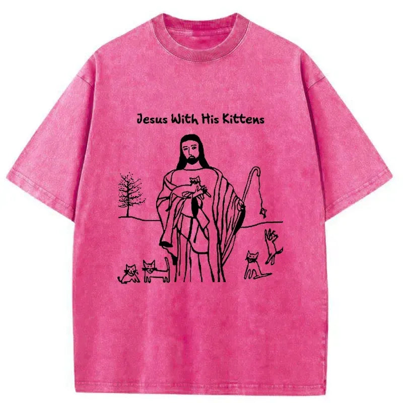 soft Japanese cat t-shirt for daily wear