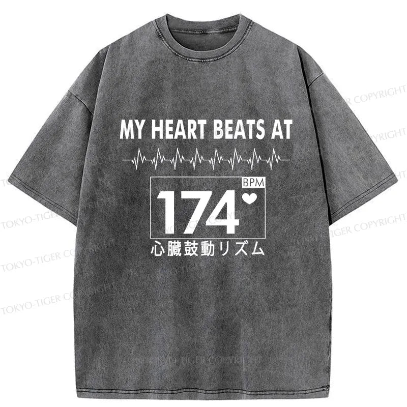 Kyoto-Lion Heartbeat Rhythm Washed T-Shirt