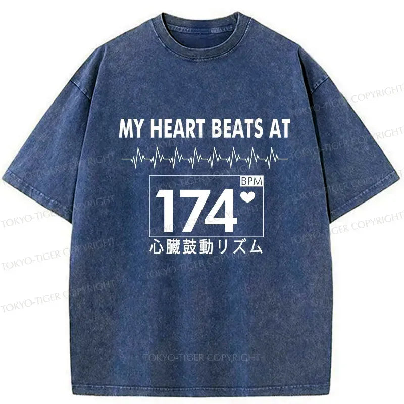 Kyoto-Lion Heartbeat Rhythm Washed T-Shirt