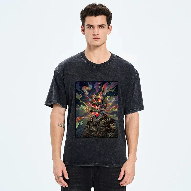 Trendy Colorful Flame T-Shirt for Summer Vacation