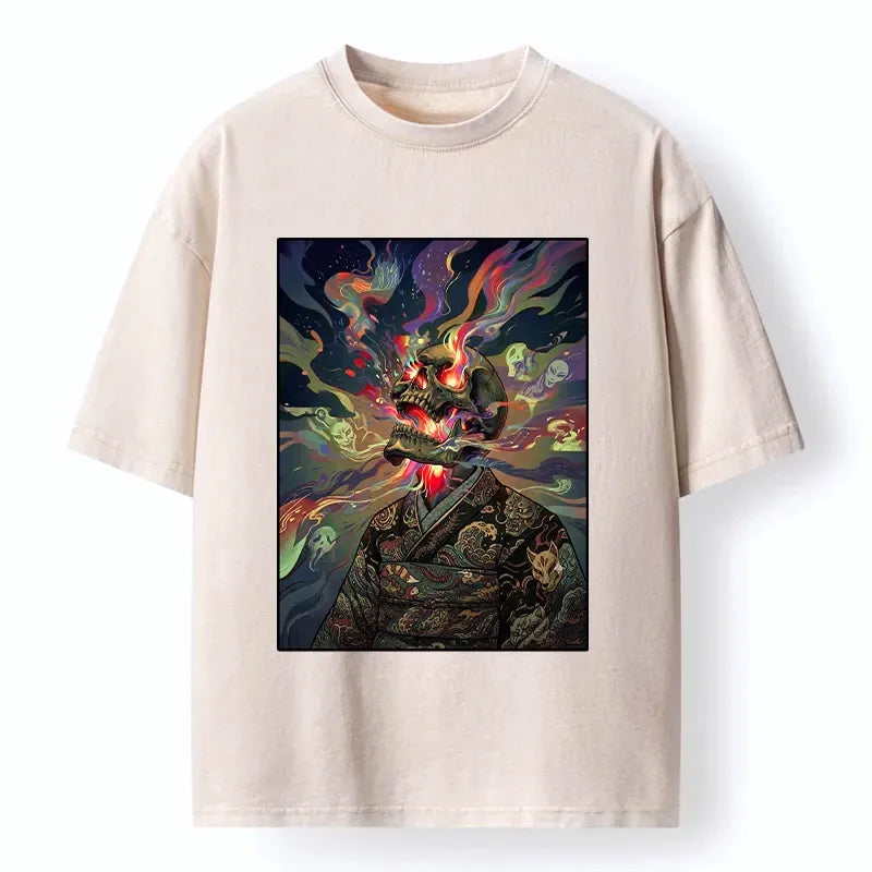 Japanese Vintage Dead Head Wash T-Shirt for Streetwear