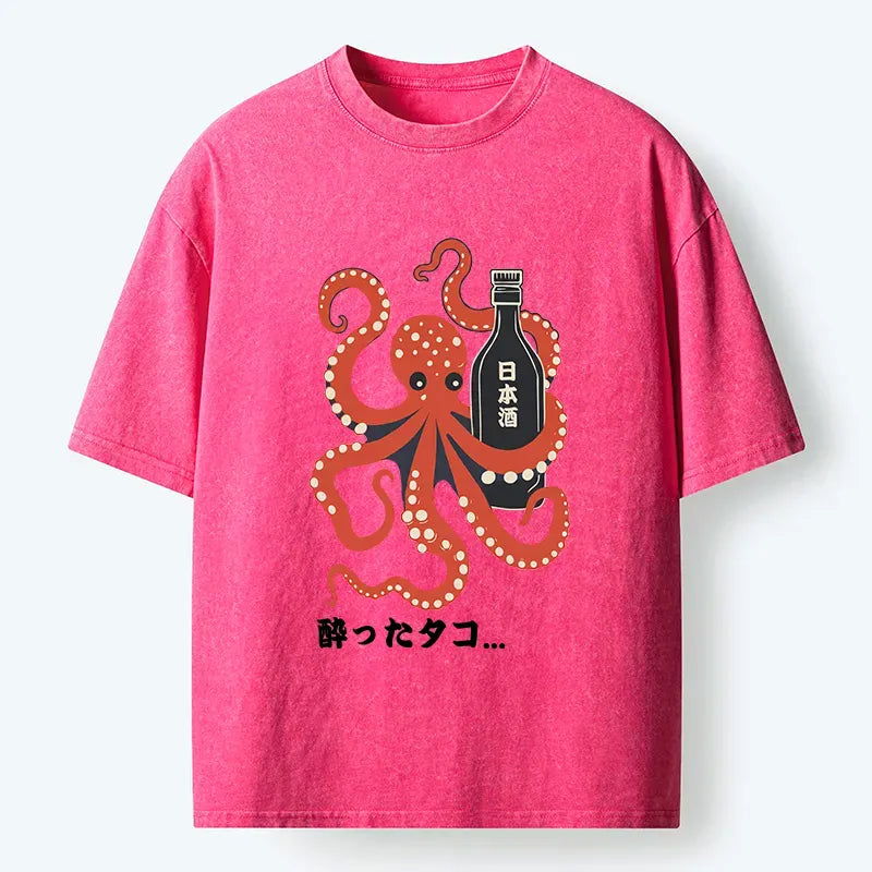 japanese vintage tiger octopus washed t-shirt