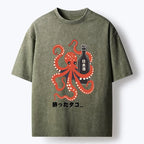 Tokyo?Tiger Octopus Drinking Washed T-Shirt