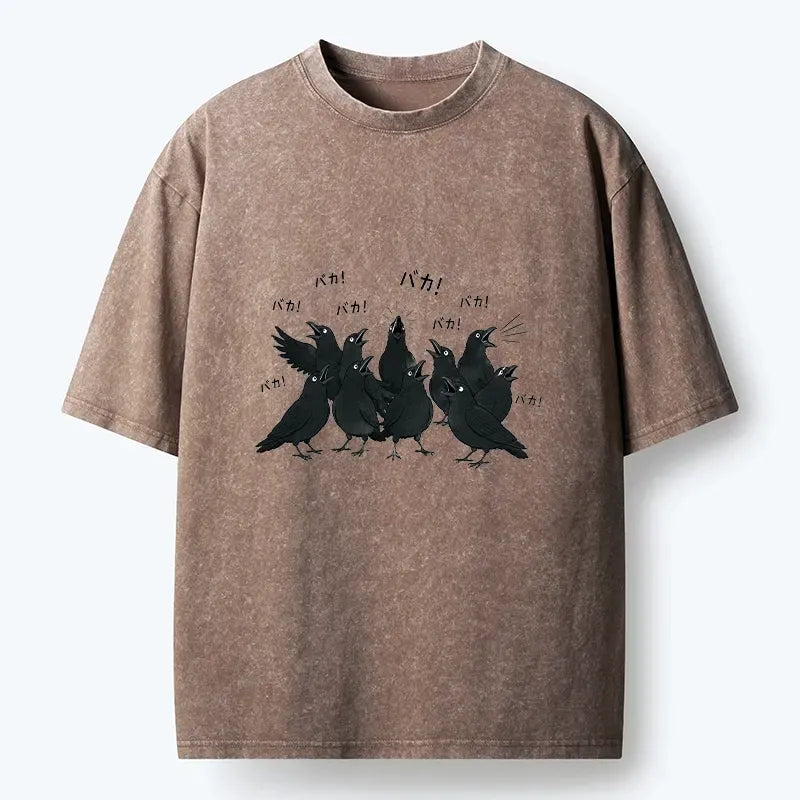 Japanese Crow Washed T-Shirt for Streetwear