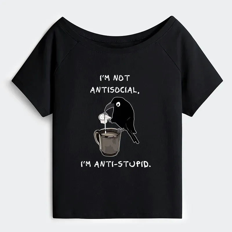Japanese crow t-shirt for daily wear