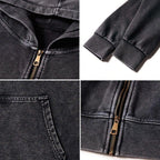 Kyoto-Lion Drunken Cats Washed Zip Hoodie