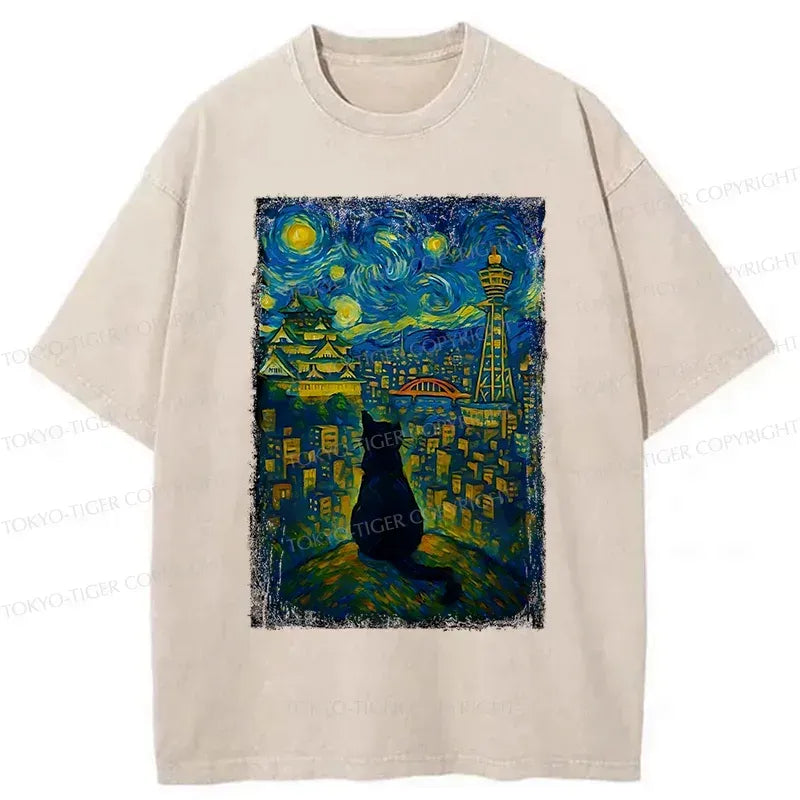 Kyoto-Lion Cats In The City Of Osaka Washed T-Shirt