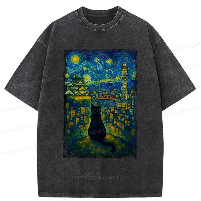 Kyoto-Lion Cats In The City Of Osaka Washed T-Shirt