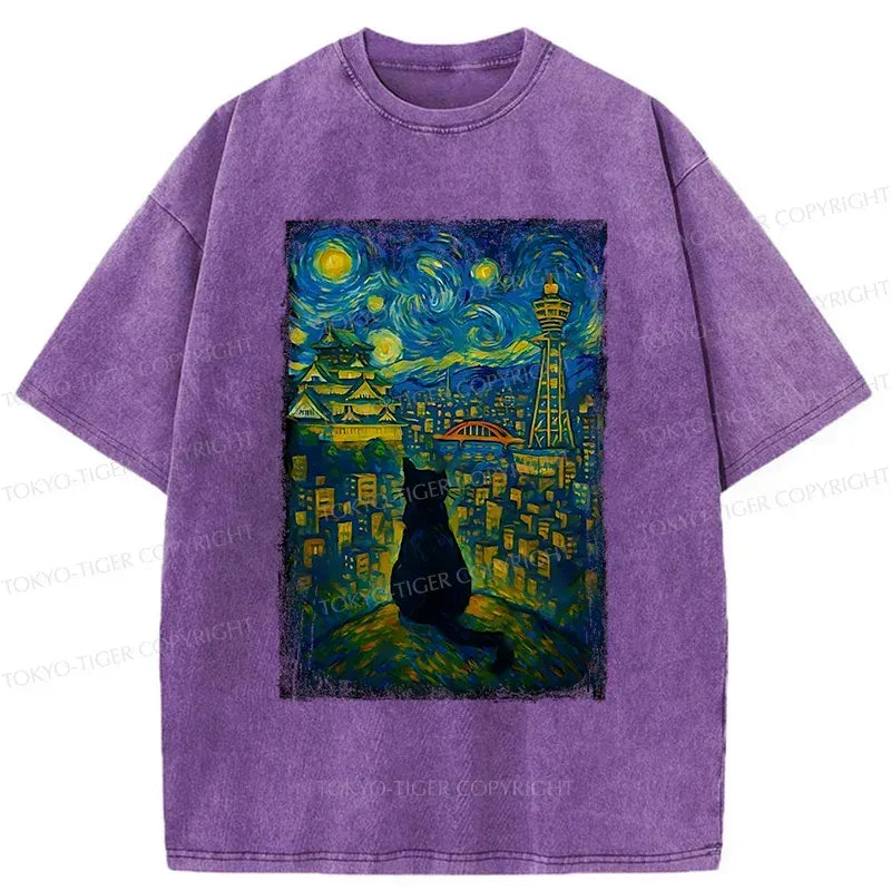 Kyoto-Lion Cats In The City Of Osaka Washed T-Shirt