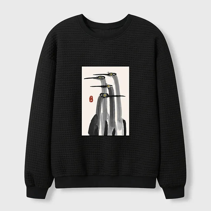 Vintage Japanese Crane Sweatshirt for Casual