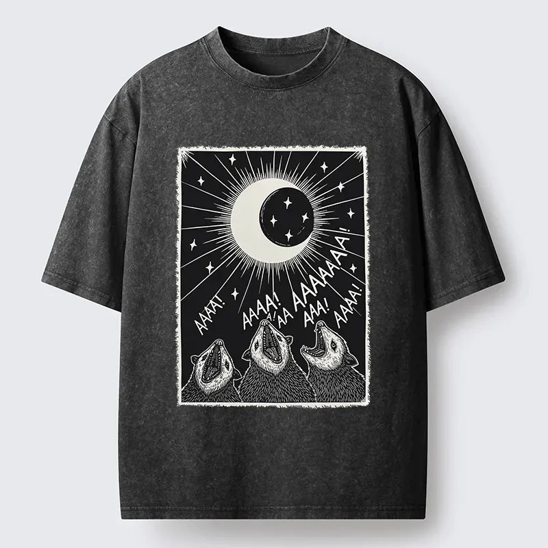 Kyoto-Lion Howling Opossum Washed T-Shirt