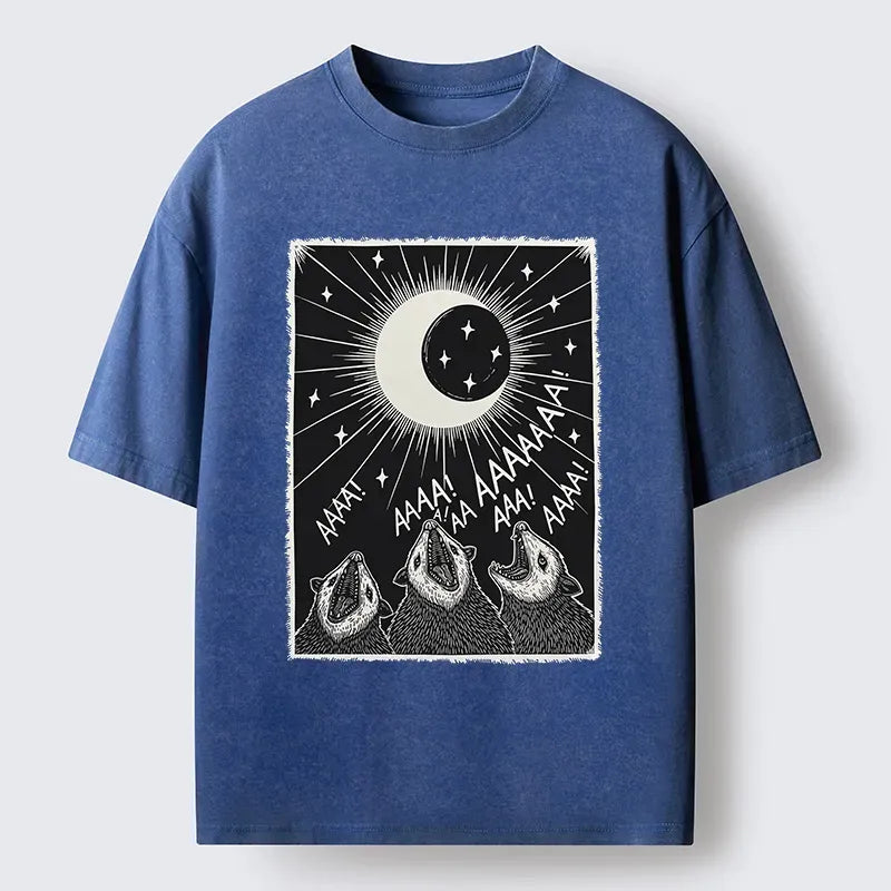 Kyoto-Lion Howling Opossum Washed T-Shirt