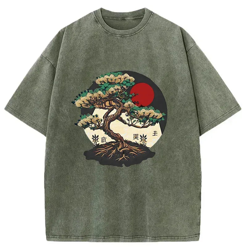 Kyoto-Lion Japanese Bonsai Vintage Washed T-Shirt