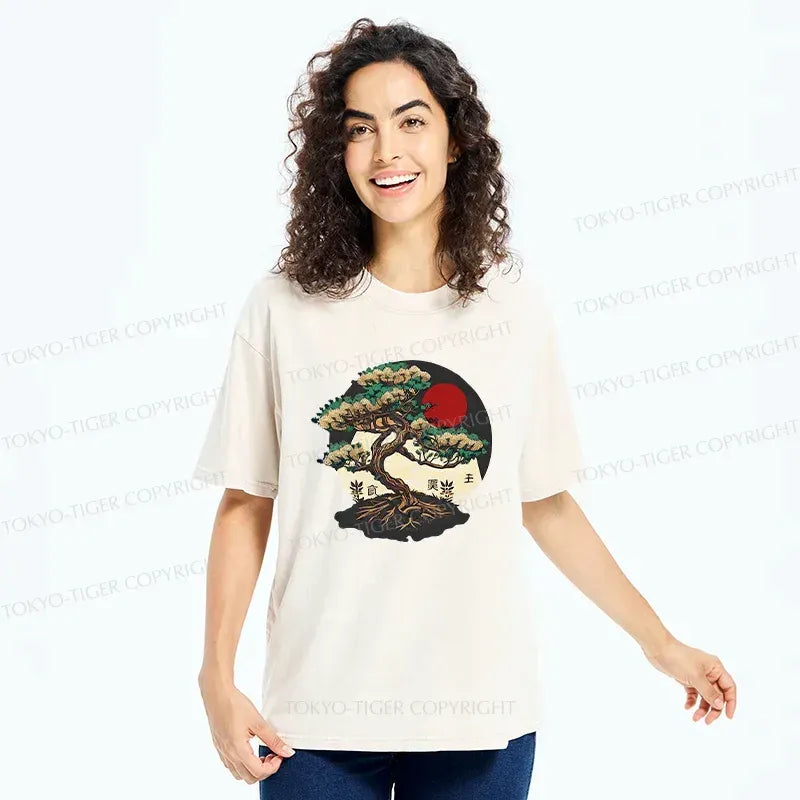Retro Japanese Bonsai T-Shirt Gift for Her