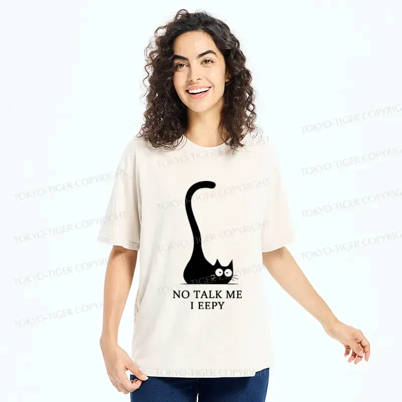 Kyoto-Lion Cat Who Doesn't Want To Talk Washed T-Shirt