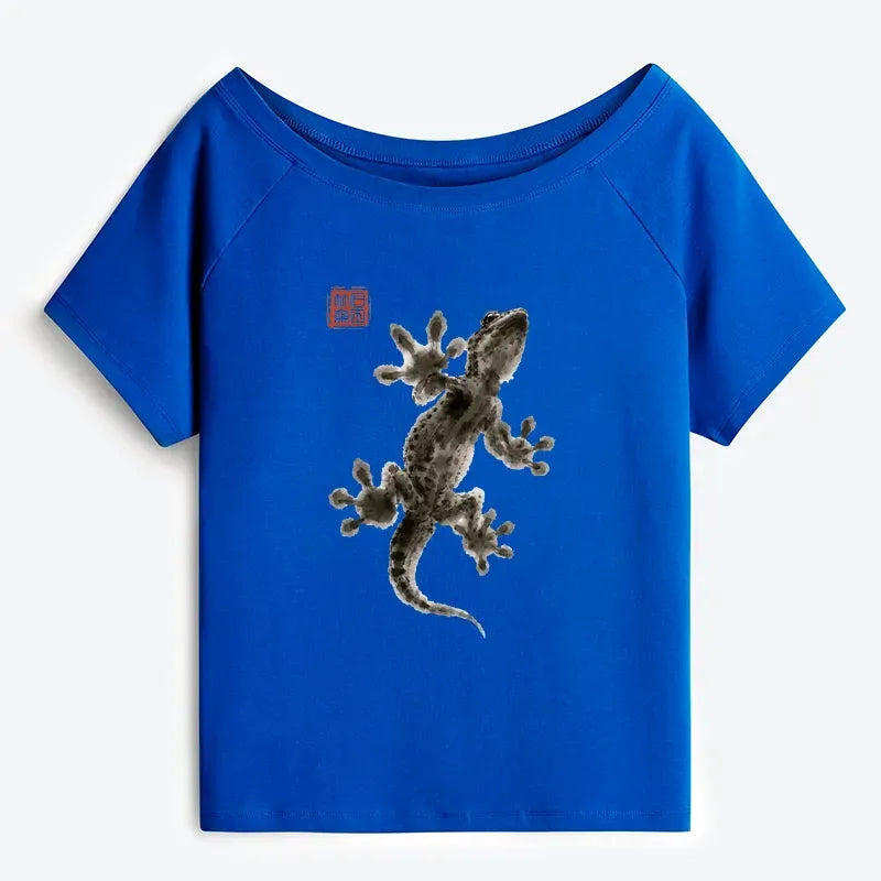 Trendy Japanese Gecko Tee for Summer