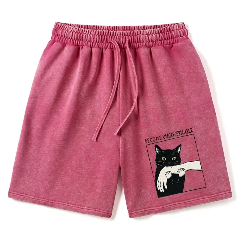 Black Cat Biting Shorts with Free Shipping