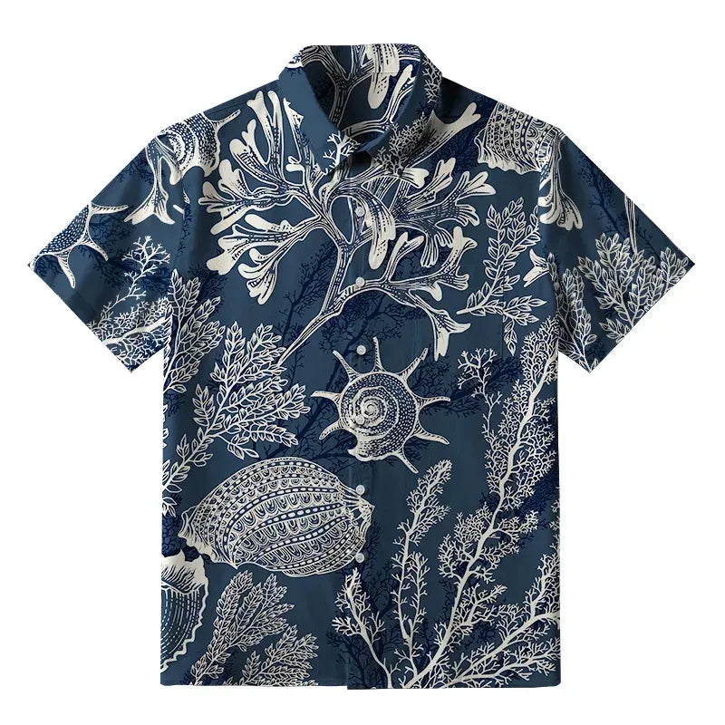 Japanese Ukiyo-e Button-up Shirt for Summer