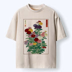 Kyoto-Lion Traditional Bloom Print Washed T-Shirt