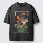Kyoto-Lion Traditional Bloom Print Washed T-Shirt