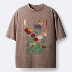 Kyoto-Lion Traditional Bloom Print Washed T-Shirt