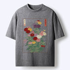 Kyoto-Lion Traditional Bloom Print Washed T-Shirt