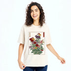 Kyoto-Lion Traditional Bloom Print Washed T-Shirt