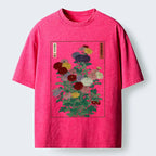 Kyoto-Lion Traditional Bloom Print Washed T-Shirt