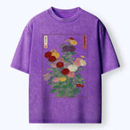 Kyoto-Lion Traditional Bloom Print Washed T-Shirt