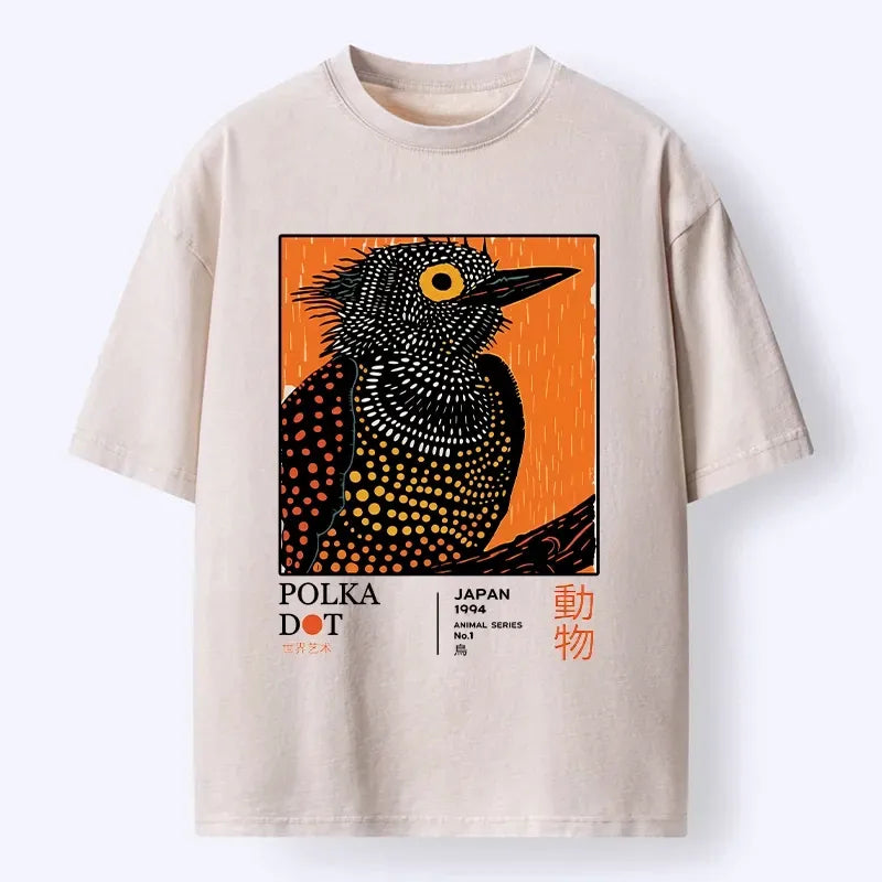 Japanese Art Washed T-Shirt for Daily Wear