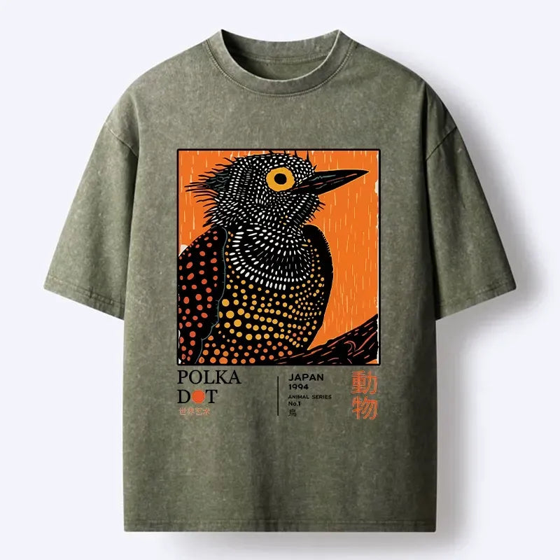 Japanese Art Washed T-Shirt for Daily Wear