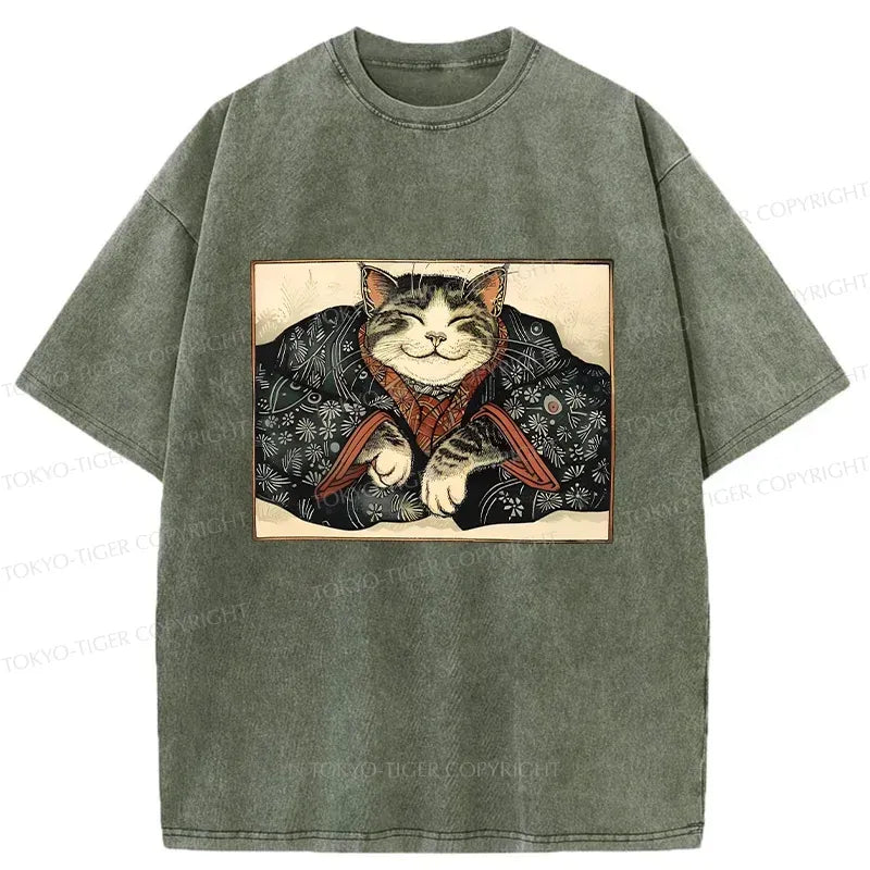 japanese vintage cat washed t-shirt