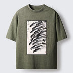 Kyoto-Lion Ink Fish Art Washed T-Shirt