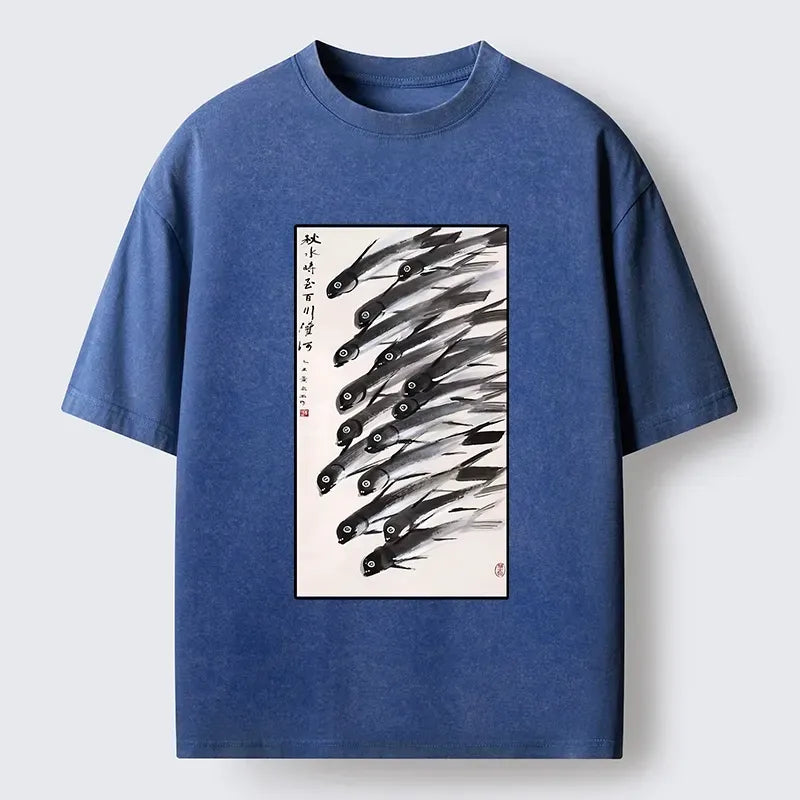 Kyoto lion ink fish shirt