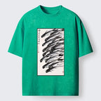 Kyoto-Lion Ink Fish Art Washed T-Shirt