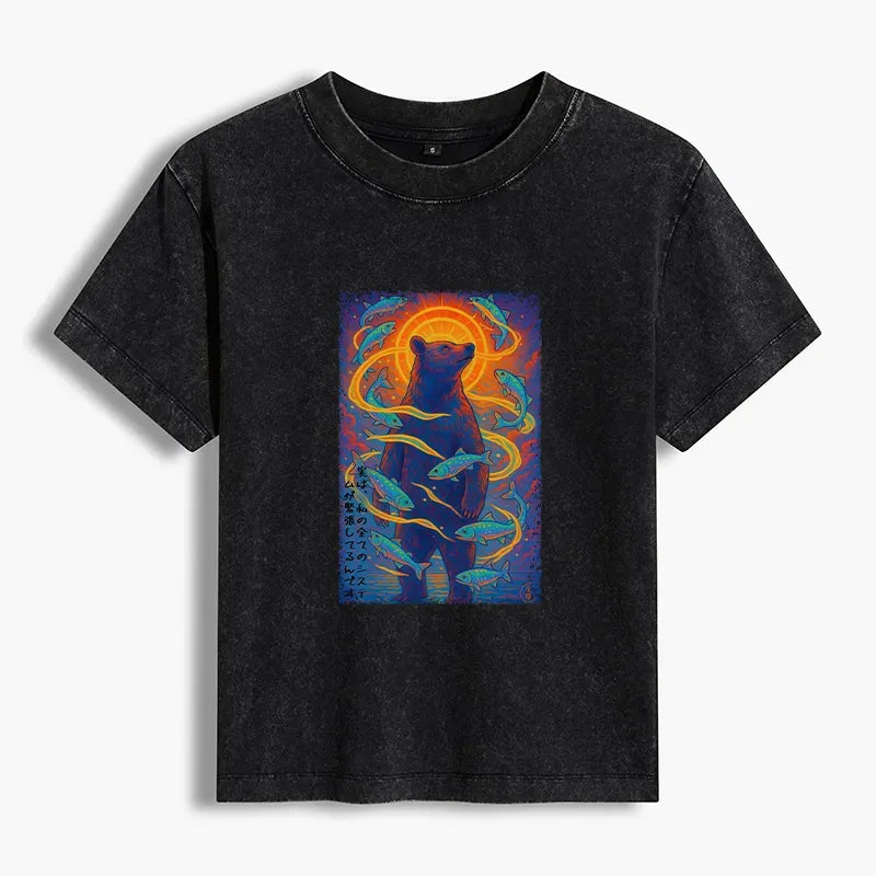Japanese Streetwear Washed Tee Free Shipping