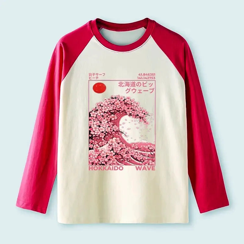 Japanese sakura raglan long sleeve t-shirt