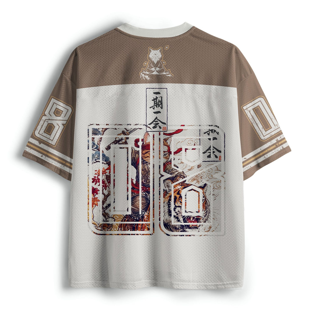 Kyoto-Lion Samurai Cat Riding The Tiger Mesh Jersey