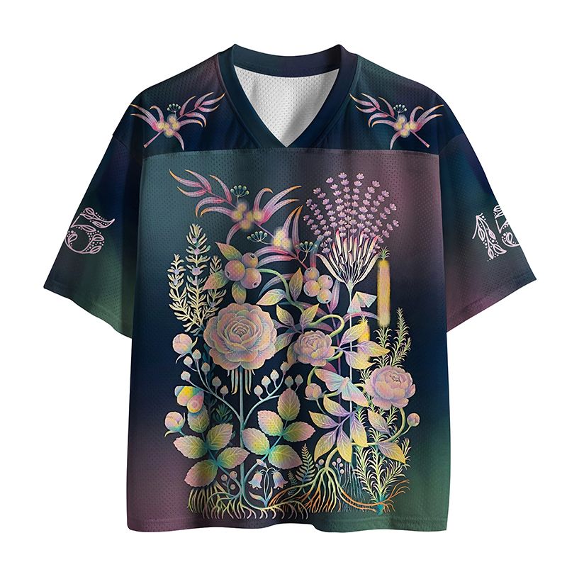 Iridescent Blooms Mesh Jersey for Fitness