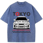 Washed T-Shirt Japanese Car Design Streetwear