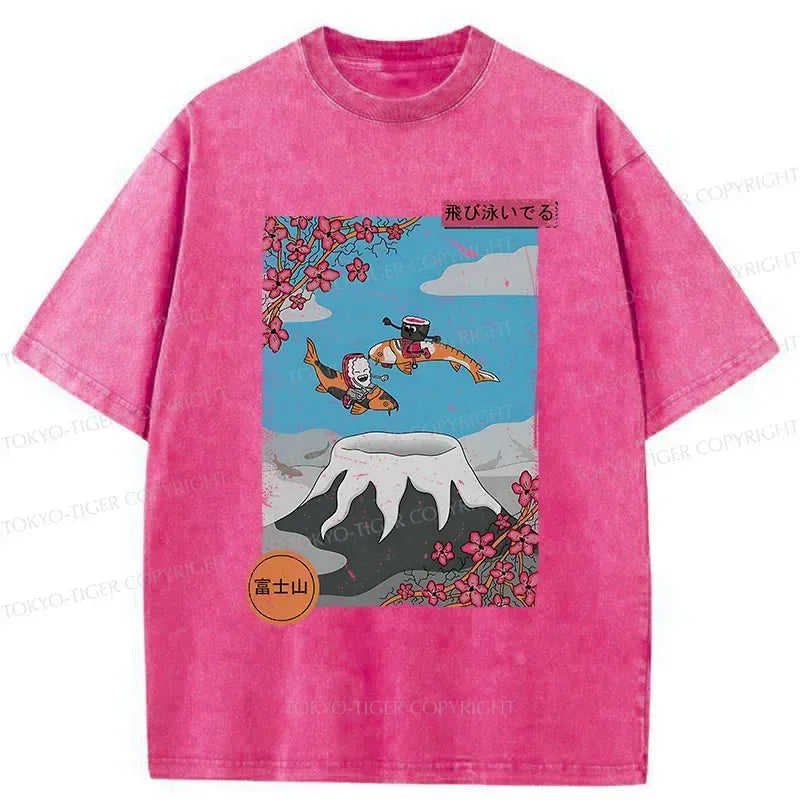 Kyoto Lion Mount Fuji washed t-shirt