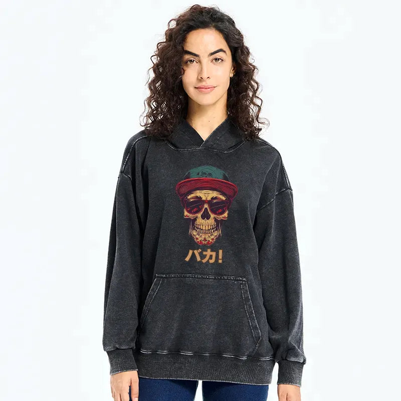 washed skull hoodie streetwear style