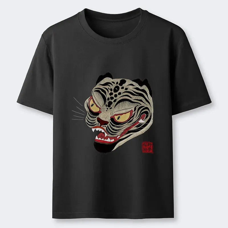 retro japanese tiger art t-shirt for men