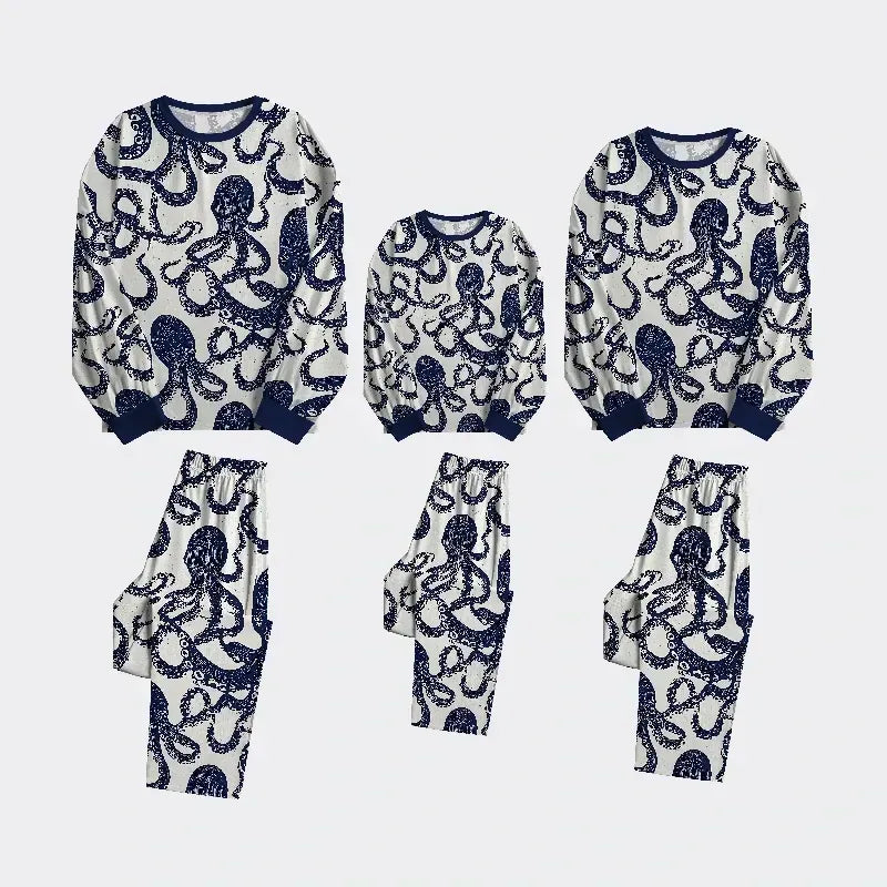 Kyoto-Lion Ocean Octopus Family Pajama Sets